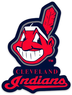 Cleveland Indians Chief Wahoo Logo Type MLB Blue Background Die-cut MAGNET • $5.49