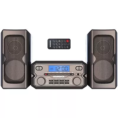 Home Stereo System With Bluetooth CD FM Radio Remote Shelf Audio Bookshelf Black • $61.63