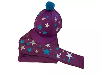 Cross Country Colours Baselayer/SilkPurple With TurquoiseSilver Scattered Stars • £49.28