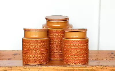 Large Vintage Hornsea Saffron Tea Sugar Biscuit Storage Canisters Jars 1970's • £18