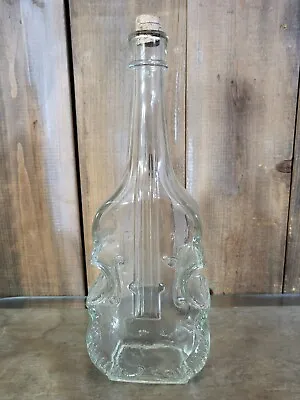 Vintage Clear Glass Violin Cello Bass Shape Bottle 12  Tall • $9.95