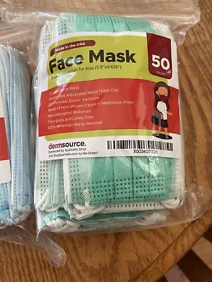 3-Ply Disposable Kids Face Mask [50 PCs] Non Medical Cover Purple  Green  BLUE • $5.55
