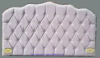 32  High Shimla Headboard In Soft VelvetFabric Buttons/ Sparkling Diamantes • £49.99