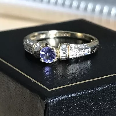 Size M - 9 Carat Gold Tanzanite And Diamond Ring  • £250