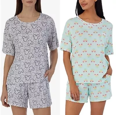 Disney Mickey Mouse Women's 2 Piece Short Sleeve Shirt & Short Pajama Set NEW • $14.99