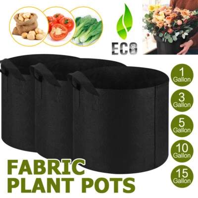 $8.99 • Buy 10PCS Fabric Plant Grow Pots Breathable Planter Bags 3/5/7/10/20Gallon AU POST
