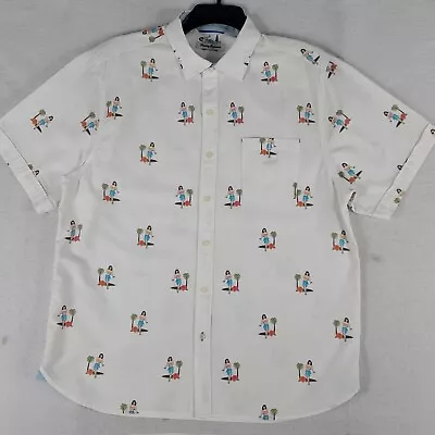 Tommy Bahama Mens Shirt Large White Hula Girl Oasis Button Up Tencel  • $29.88