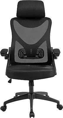 High Back Mesh Office Chair With 90° Flip-Up Armrest Adjustable Padded Headr... • $96.99