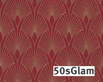 Living Walls 50's Glam Art Deco Wallpaper 374274-60076 Red/Gold • £21.99