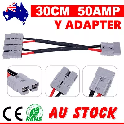 $19.95 • Buy 50 Amp Anderson Plug Double Y Adaptor Cable Extension Lead 6mm Battery Connector