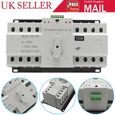 £66.79 • Buy 125A 4P Dual Power Automatic Transfer Switch Manual Changeover Generator Switch