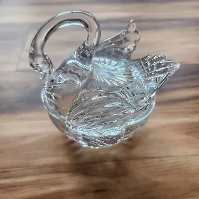 Vintage Crystal Swan Covered Candy Trinket Dish • $10