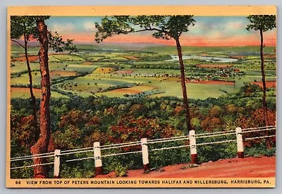 View From Top Of Peters Mountain Looking Toward Halifax Millersburg PA Postcard • $5