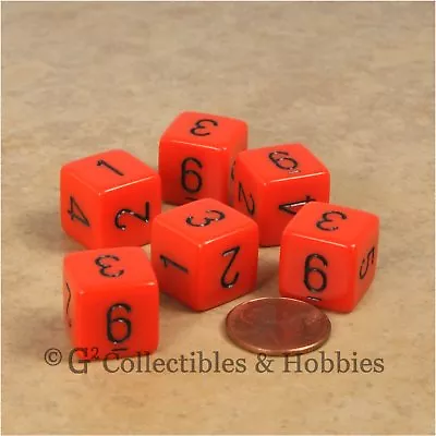 NEW Set Of 6 Orange With Black Numbers D6 Six Sided RPG D&D Gaming Dice Chessex  • $5.99