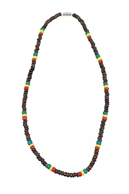 Coconut Shell Necklace (Thin) - 18  Brown / Rasta Coco Shell Hawaiian Surfer • $5.26