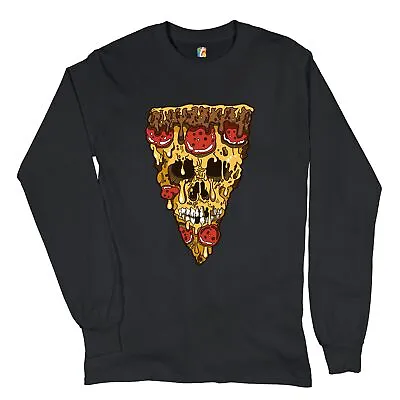 Melting Pizza Zombie Face Long Sleeve T-shirt Horror Halloween Scary Undead • $31.95