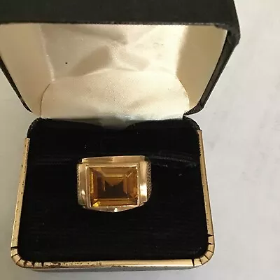 VIntage 14K Yellow Gold Citrine Men’s Ring Size 8 • £100.94