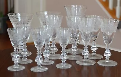 Vintage Set Of 13 Stemware By Bryce USA Pattern 896-1 Art Deco Etched Urn Design • $28