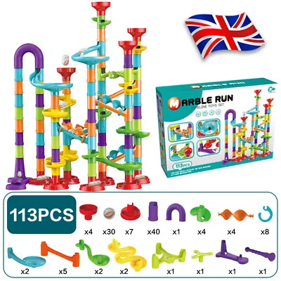 Marble Run Race 113Pcs Set Building Construction Blocks Toy Game Track Maze Kids • £9.46