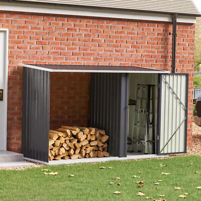 Garden Shed Tool Firewood Storage Shed Log Store Galvanized Metal Patio Outdoor • £69.99