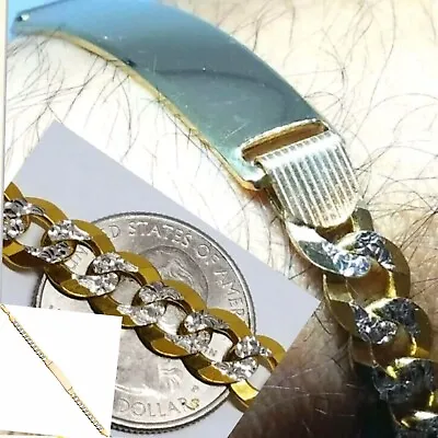 GoLD SOLID Mens Id Bracelet 14k Cuban Link Real Diamond Cut 20g 8mm 8.75” • $1399