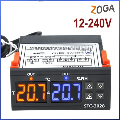 $26.99 • Buy Digital Temperature Humidity Controller 12V 24V 110V-240V Meter Thermostat 