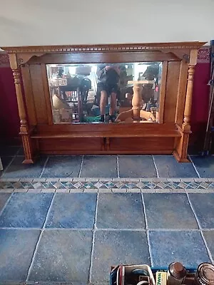 Solid Oak Dresser Top/  Overmantle Mirror • £95