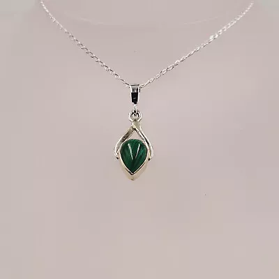 Green Malachite Necklace Art Nouveau Design Handmade Gemstone Jewellery • £29.95