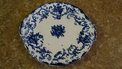 Antique Flow Blue 10  Handled Cake Plate  Franz Anton Mehlem Germany 1890's • $24.99