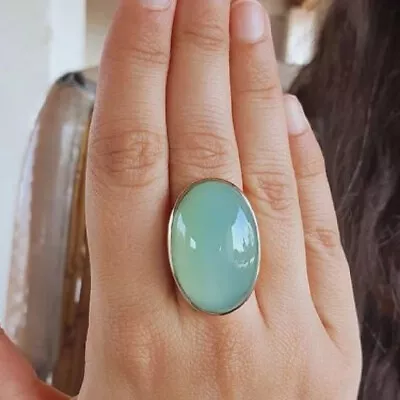 Aqua Chalcedony 925 Sterling Silver Ring Mother's Day Jewelry All Size BM-8 • $15.26