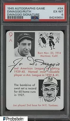 1945 Autographs Game #9A Babe Ruth Joe DiMaggio Signature HOF PSA 6 EX-MT • $5.50