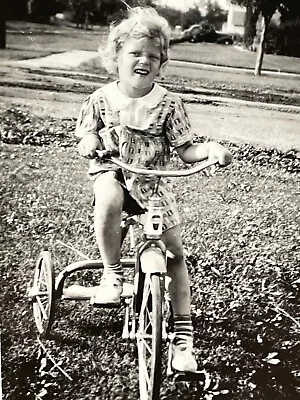 V8 Photograph Girl Portrait Tricycle 1940 • $14.96