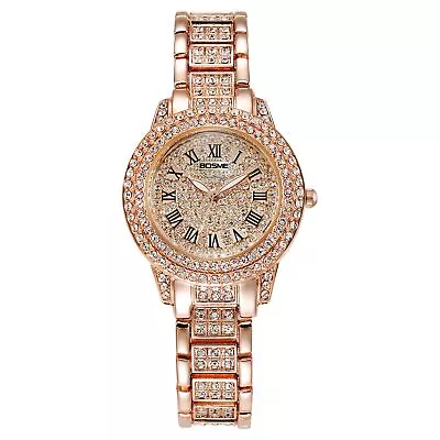 Women Wrist Watch Luxury Full Rhinestone Dial Stainless Steel Band Quartz Watch • $29.99