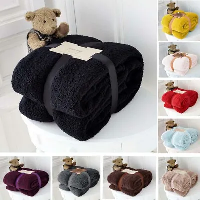 Teddy Bear Throw Fleece Sherpa Soft Cosy Warm Large Sofa Bed Blanket Winter  • £12.99