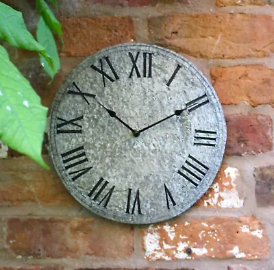 Wall Clock Garden Station Ornament Outdoor Stone Effect 12 Inch • £14.95