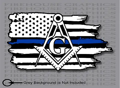 Thin Blue Line Police Mason Masonic  American Flag Sticker Decal • $16.99