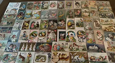 Big Quality Lot Of 75 Vintage Easter Postcards~Rabbits~Chicks~Kids~in Sleeves • $239