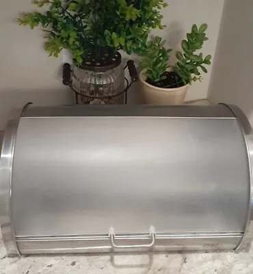 Oggi Stainless Steel Bread Box W/ Frosted Roll Top Good Condition  • $21