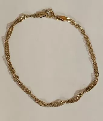 Vintage DANECRAFT Gold VERMEIL OVER STERLING SILVER Curb Link Twist Bracelet 7” • $25.49