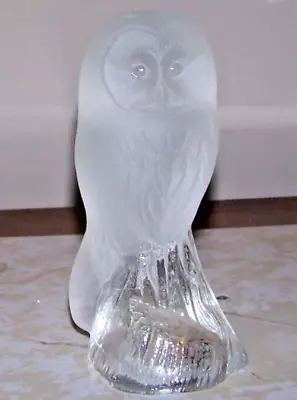 7  Vintage 1985 NYBRO OWL Sweden Frosted Glass Crystal Figurine Scandinavian • $19.99