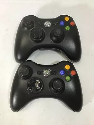 $33.99 • Buy PARTS/DMG Set Of 2 Microsoft OEM Genuine Wireless Controllers Black For Xbox 360