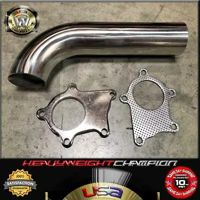 90 Degree 5 Bolt T3/t4 Turbo Exhaust Pipe Stainless Tube 10  Long + Gasket Flang • $48.99