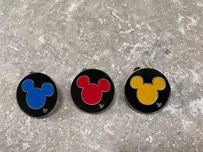 Disney Hidden Mickey 3 Pin Set Mickey Icon Red Blue And Yellow • $16.15