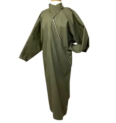 Iconic Vintage 1980's YEOHLEE Architectural Green Midi Industry Unisex Raincoat • $175