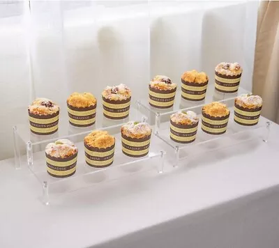 Clear Acrylic Display Riser 2 Tier Cupcake Stand Shelf For Decoration And • $12.97