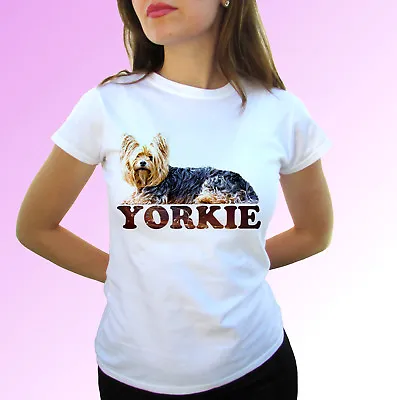 Yorkshire Terrier White T Shirt Dog Yorkie Top Tee - Mens Womens Kids Baby Sizes • £9.99