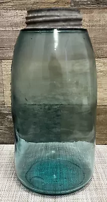 Antique Mason's Patent 1/2 Gallon Jar Aqua Blue Glass W/ Zinc Cap • $13.99