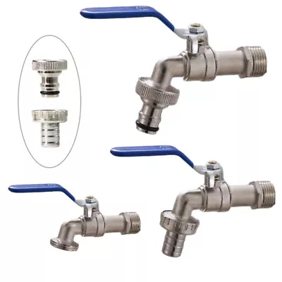 1/2  & 3/4  Garden Water Tap Lever Outside Valve Blue Handle Hose Plug Ball Type • £6.18