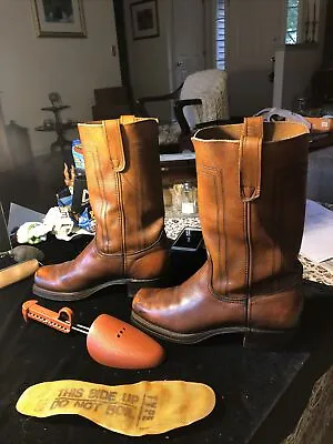 Vintage Cowboy Western Boots Brown Leather Mens Sz 9R Excellent Upper & Sole • $43