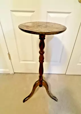 Vintage Wood Distressed Pedestal Plant Stand 29.5 H X 11  Across 3 Leg • $99.99